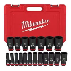 New Milwaukee SHOCKWAVE 1/2 in. Drive SAE 6 Point Impact Socket Set (19-Piece)